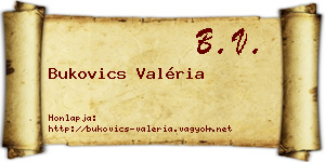 Bukovics Valéria névjegykártya